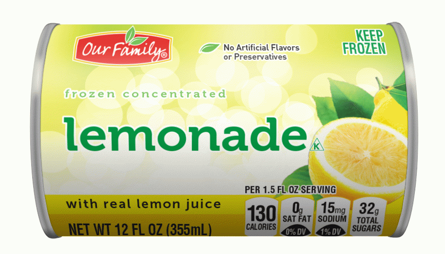 Our Family  lemonade frozen concentrated, 15% juice Full-Size Picture